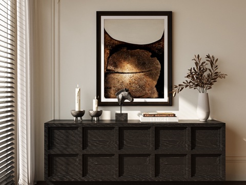 现代复古玄关柜 边柜 装饰摆件su模型