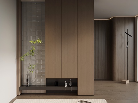 意式极简玄关柜 入户鞋柜su模型