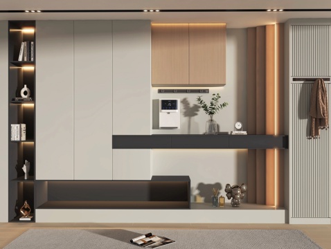 现代鞋柜 饰品摆件su模型