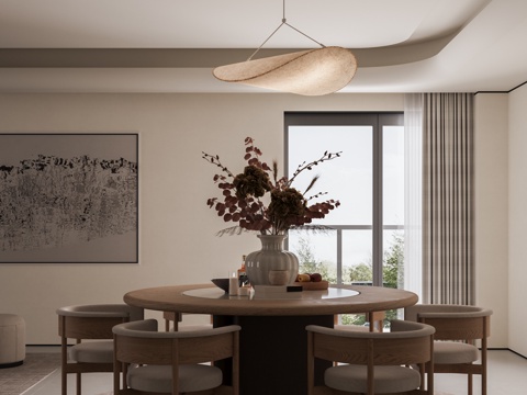 现代家居餐厅 餐桌椅su模型