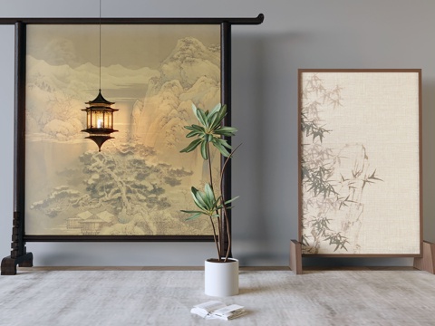 中式屏风su模型