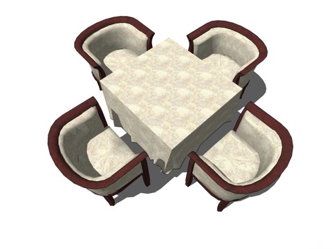 实木桌椅 桌椅 休闲桌椅 餐桌椅 浅色桌椅 家用桌椅su模型