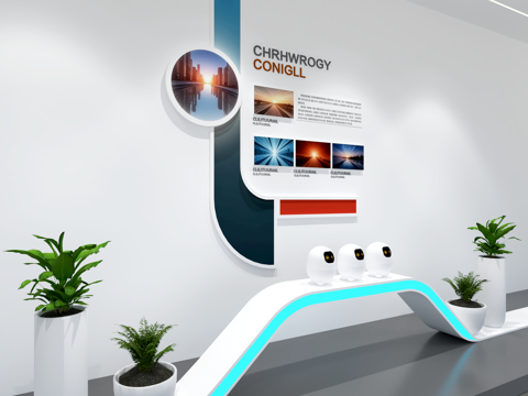 现代企业展厅文化墙 企业文化宣传墙 展厅展墙 主题形象展示墙su模型