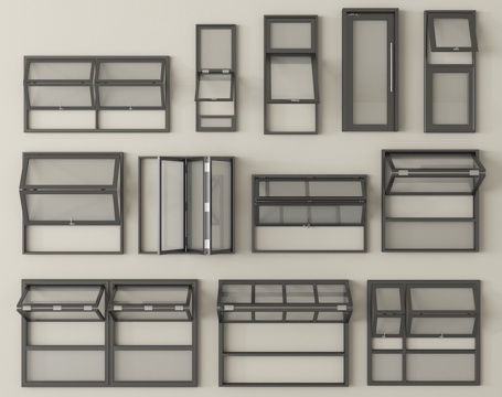 中式窗组合 折叠窗su模型