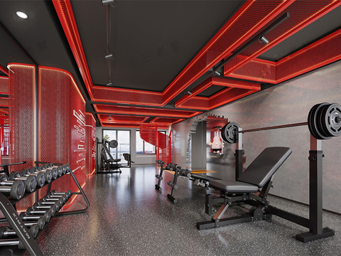 现代健身房 健身馆 健身房su模型