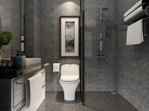  现代卫生间 卫生间 洗手间,榻榻米 榻榻米书房3d模型 