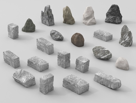  现代假山石头 景观石头 庭院小品3d模型 