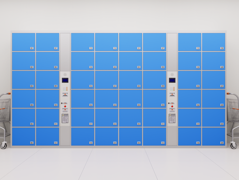 现代超市寄存柜 智能快递柜储物柜 自动寄存柜 多功能电子储物su模型