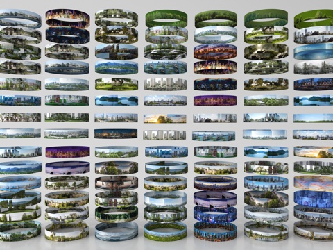 现代背景  环绕背景 城市背景 森林背景su模型