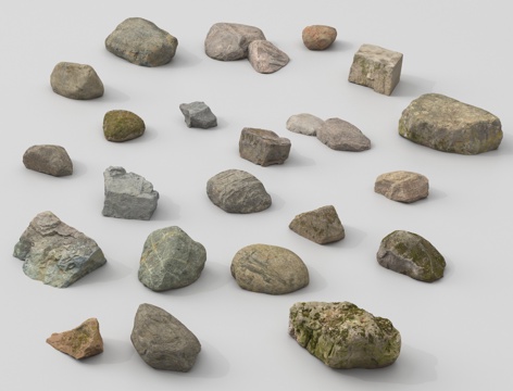 现代石头  景观石头 庭院小品 自然石su模型