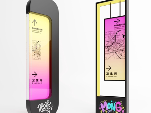 现代路牌 景区导视牌 指示牌su模型