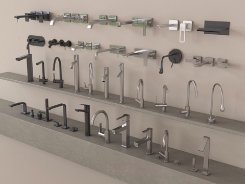 现代水龙头 不锈钢水龙头su模型