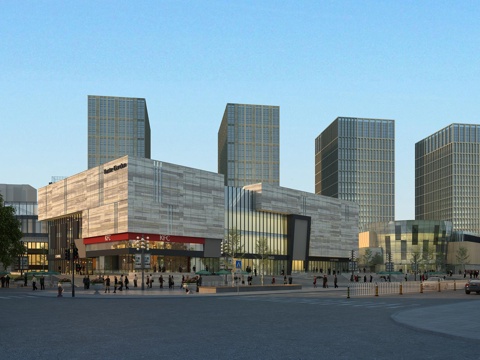  现代商业中心高层办公楼综合体3d模型 