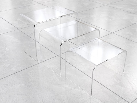 亚克力座凳 亚克力凳子 透明小板凳 矮凳 网红ins 客厅茶su模型