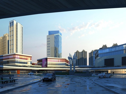  现代商业综合体商业中心3d模型 