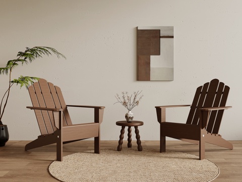 侘寂风休闲椅 边几 盆景盆栽su模型