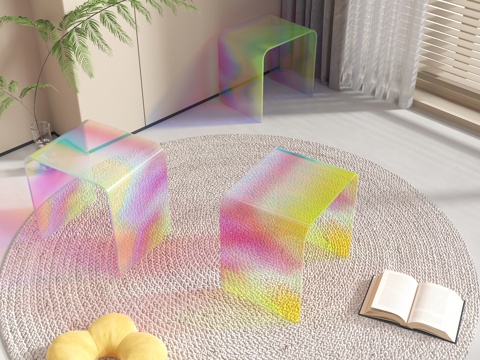 彩色亚克力座凳水晶凳亚克力化妆凳亚克力凳子透明小板凳矮凳网红su模型