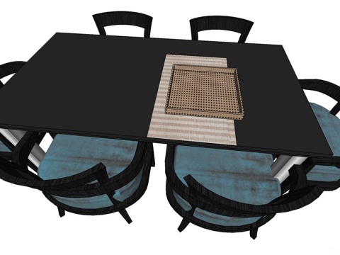 实木桌椅 桌椅 休闲桌椅 餐桌椅 浅色桌椅 家用桌椅su模型