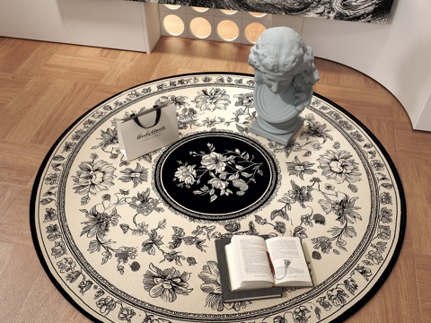 法式圆形地毯su模型