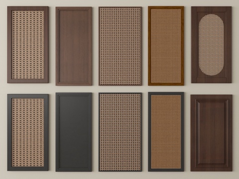 侘寂门板 装饰门板 藤编门板su模型
