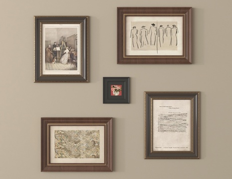 法式挂画 相框 装饰画框su模型