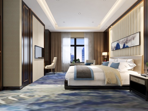  后现代酒店客房3d模型3d模型 