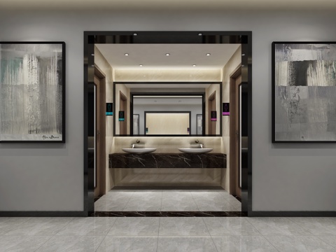  现代卫生间浴室柜挂画3d模型 