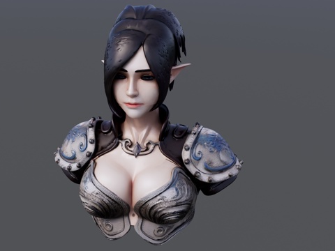 精灵女战士半身像su模型