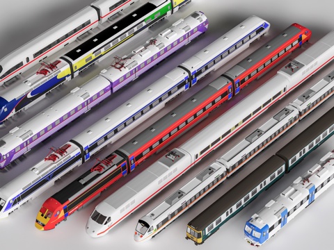 现代火车 高铁 磁悬浮列车su模型