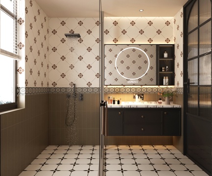  法式复古卫生间3d模型 