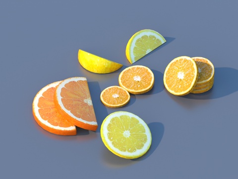  橙子 切片 橘子 水果 食物3d模型 