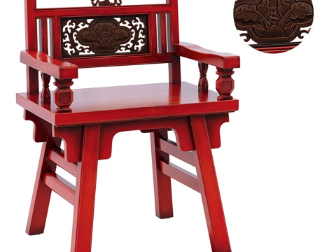 新中式单椅 圈椅su模型