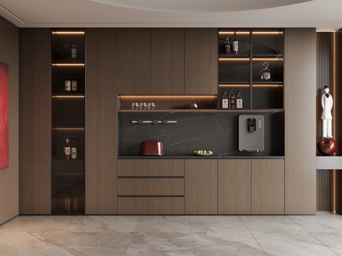 现代意式酒柜 餐边柜su模型