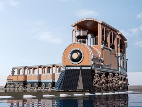 现代火车头 蒸汽火车头 观光小火车 游乐园小火车su模型