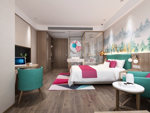  现代酒店客房3d模型 