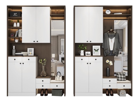  现代北欧鞋柜组合3d模型 