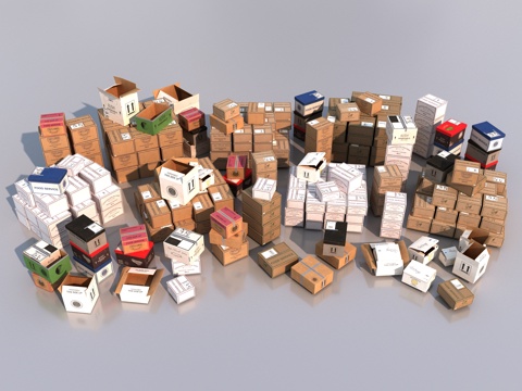  纸箱纸盒3d模型 