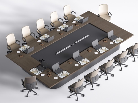 现代会议桌椅 办公桌椅su模型