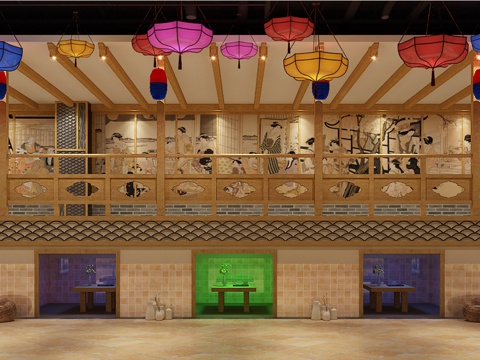  中式足浴 浴场 韩式 中式 窑洞 洗浴中心 蒙古包3d模型 