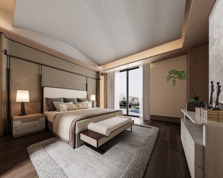 现代老人房 卧室 主卧su模型