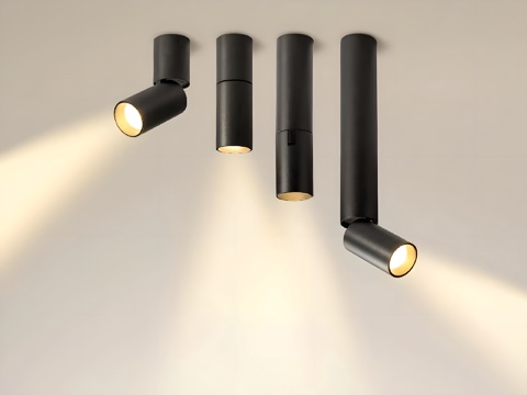 现代轨道灯 明装筒灯su模型