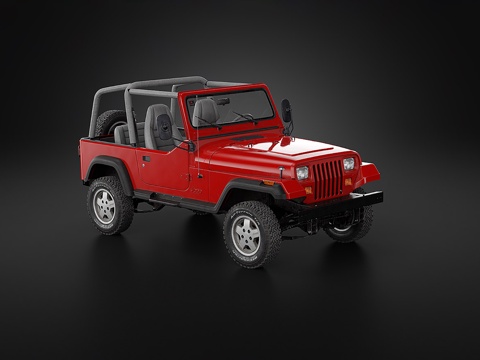 1987年吉普牧马人 ​​红色Jeep越野车 红色敞篷越野车su模型