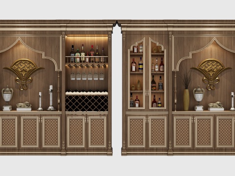  欧式法式酒柜组合3d模型 