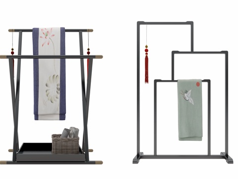  新中式衣架 中式衣架 架子 中式吊坠3d模型 