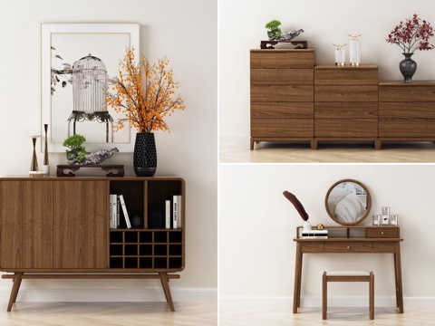  新中式 边柜 斗柜 妆台 饰品 组合3d模型 