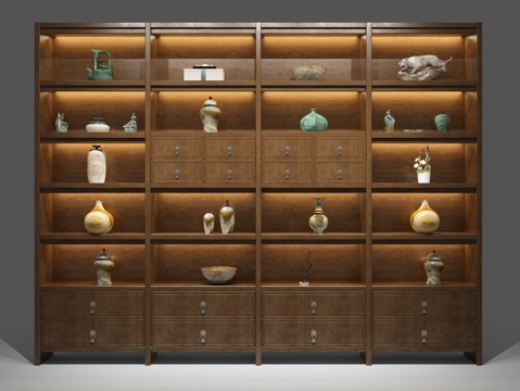  中式陈列架 置物架 货架3d模型 