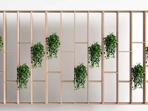 现代公司隔断置物架隔断su模型