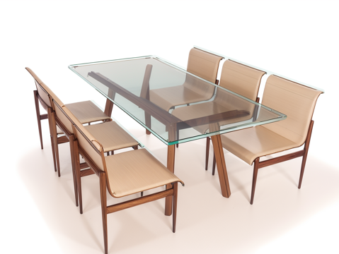 休闲餐桌椅su模型