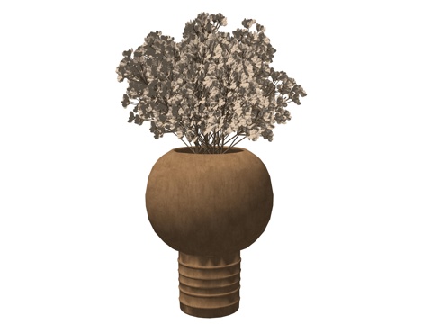 现代植物花瓶装饰摆件su模型