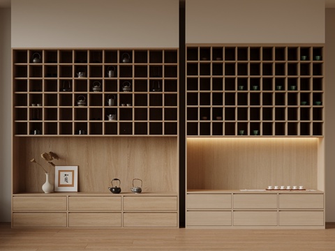 新中式茶叶柜su模型